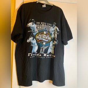 Vintage Florida Marlins World Series Black Graphic Shirt XL